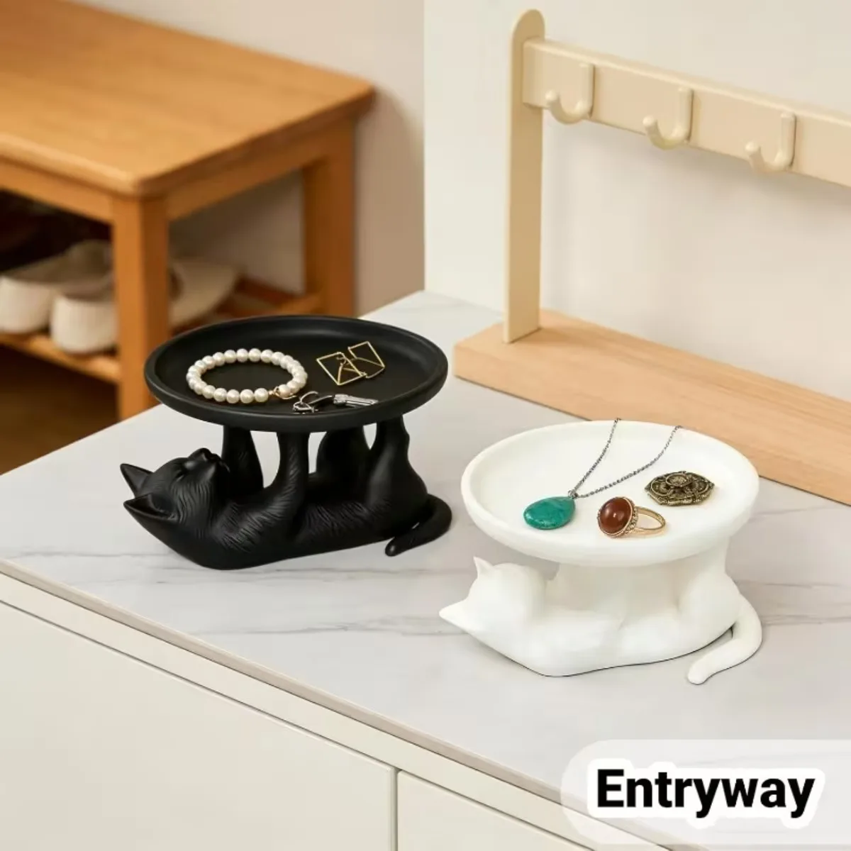 3D Printed Cat Shaped Jewelry Organizer Tray for Keys Earrings Cute Feline Design Desktop Home Decoration Accessories Fairy 1PC
