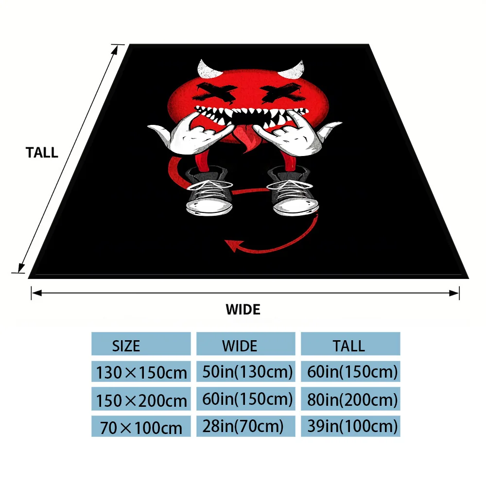 Devil Emoji Winter And Summer Dual-Use Comfortable Flannel Blanket, Soft And Sticky Sofa Cover Blanket, Exquisite Gift