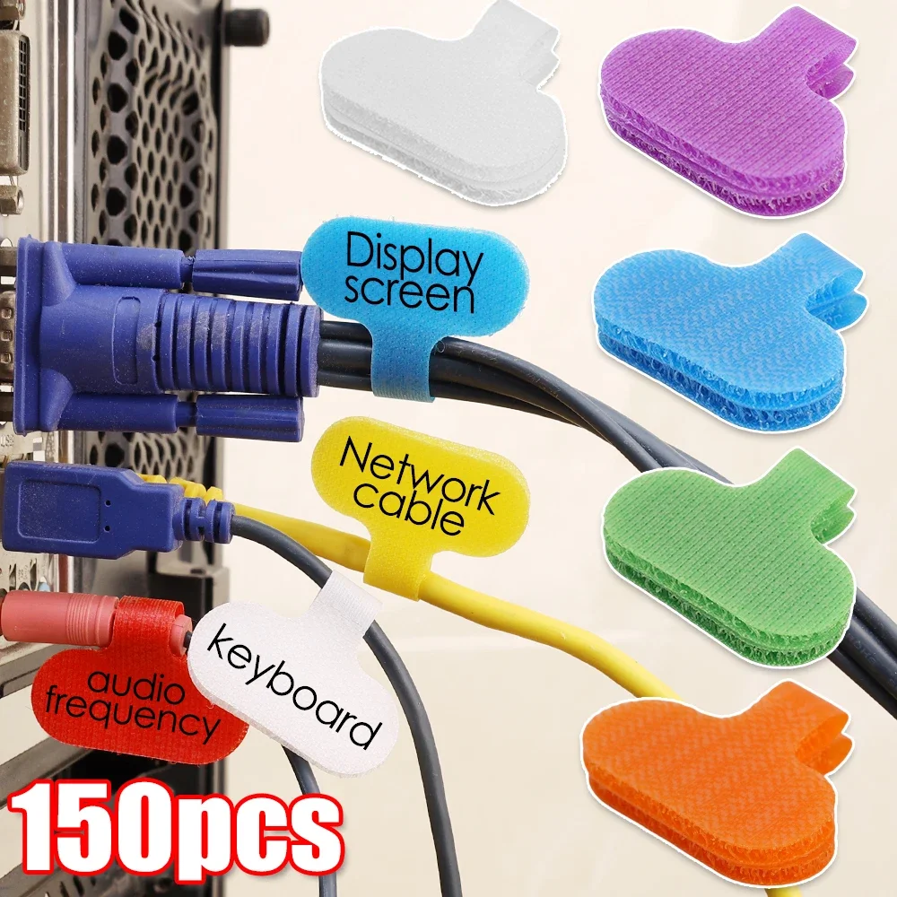 10/150pcs Cable Labels Electrical Wire Cord Handwriting Identification Reusable Writable Tags Nylon Labels Management Organizer