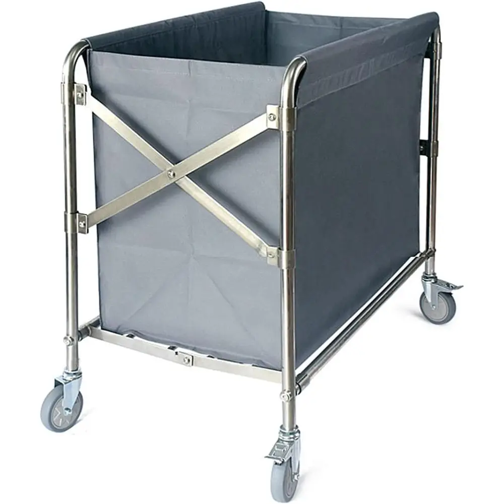 

Gray Large Laundry Cart with Wheels, Utility Trolley Organizer for Commercial Use, Linen Sorter with 4 Bags for Hotel Linen Stor