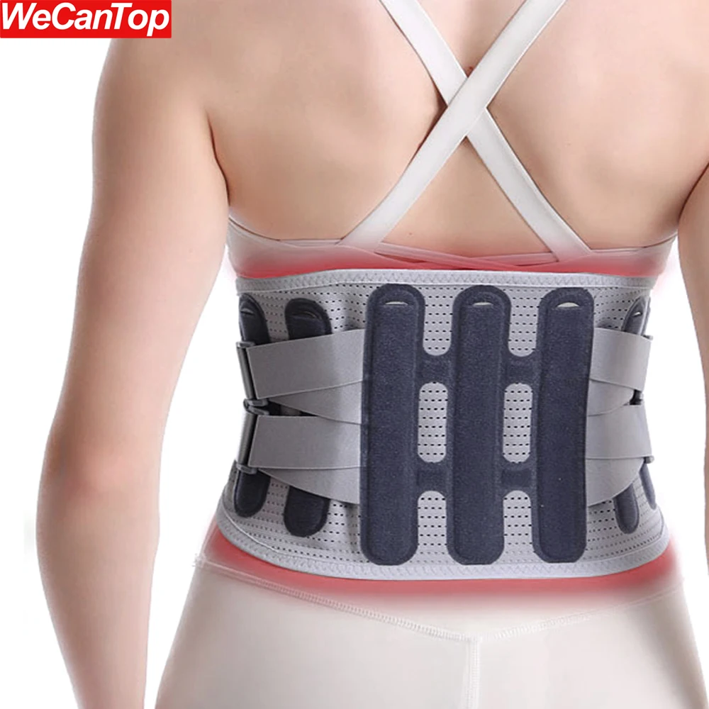 

Ортопедический пояс для спины с 7 ребрами жесткости для женщин и мужчин - дышащий и регулируемый бандаж для поясницы - двойные компрессионные ремни
