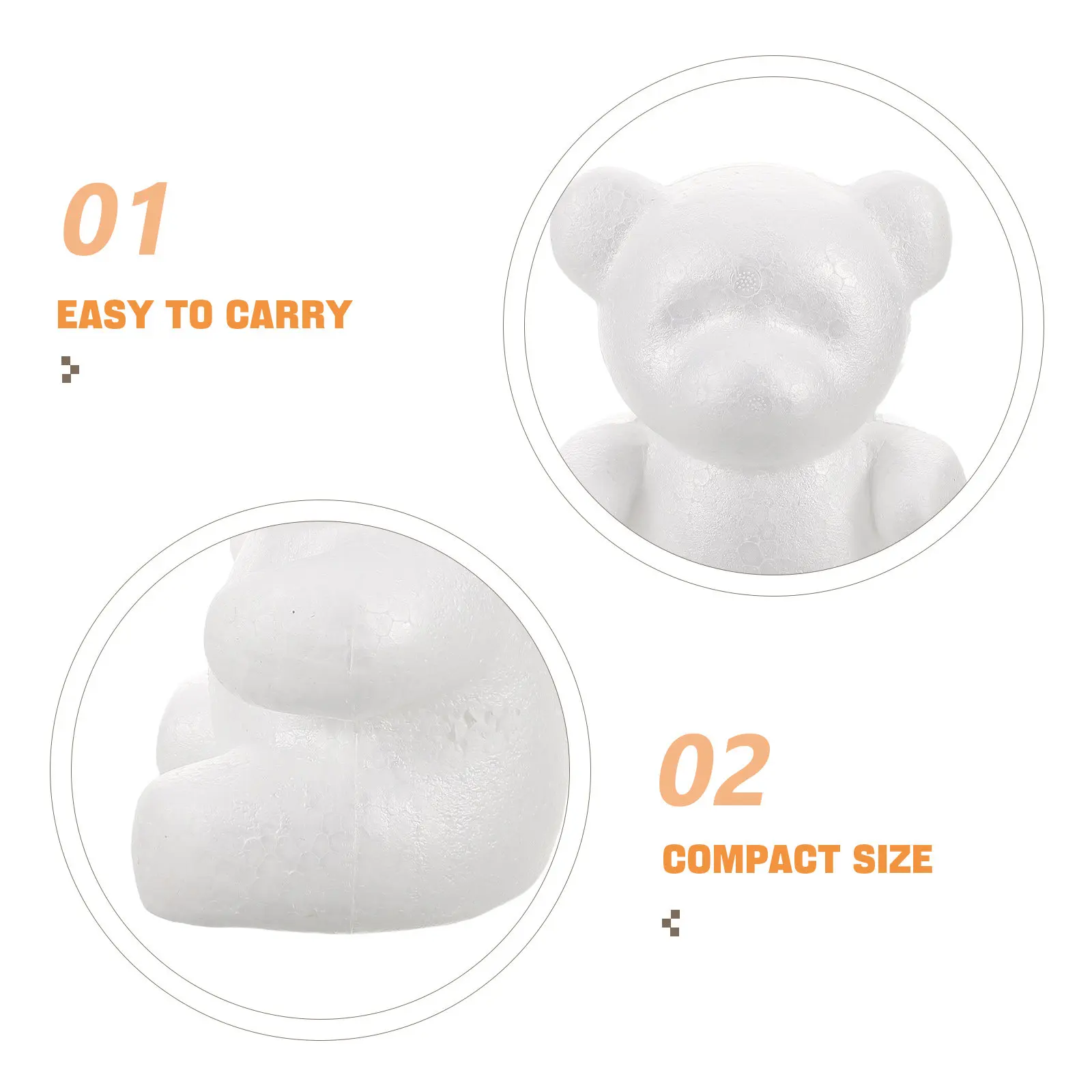 4Pcs Foam Bear Blank DIY Painting Mould Creative Hand-Paint White Sculpture for Home Decor Floral Arrangement Crafts