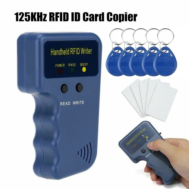 1 ชุด EM4100 RFID เครื่องถ่ายเอกสาร Duplicator Programmer Reader + T5577 EM4305 Rewritable ID Keyfobs หมวดหมู่การ์ดพลาสติก 125 Khz