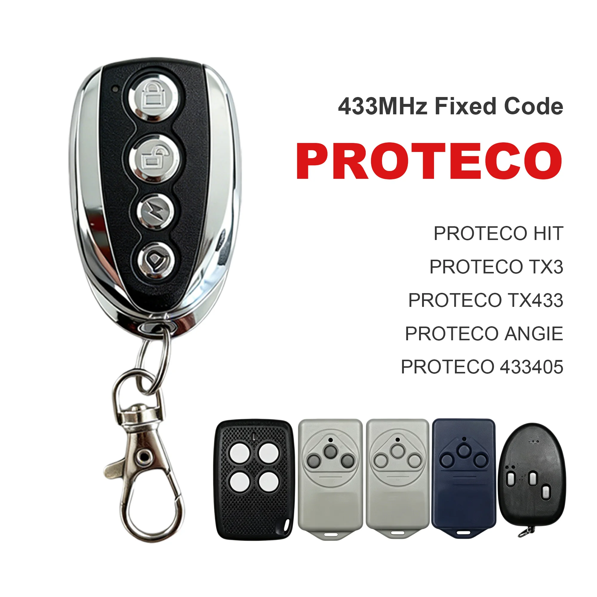 Universal 433.92MHz 4‑Button Gate Remote Control Keychain For MOTOSTAR PROTECO ROGER TORMATIC FERPORT