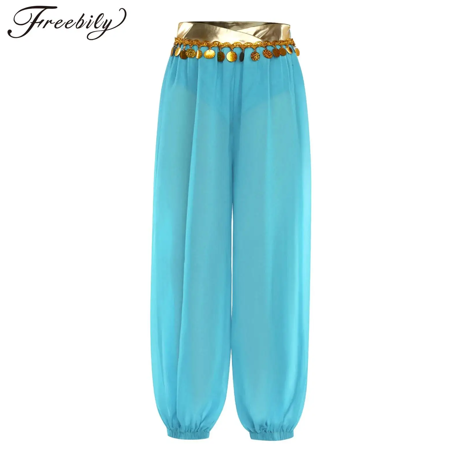 

Костюм арабской принцессы для девочек, брюки для танца живота, прозрачные сетчатые брюки с блестками и кисточками, встроенные трусы для вечеринки на Хэллоуин