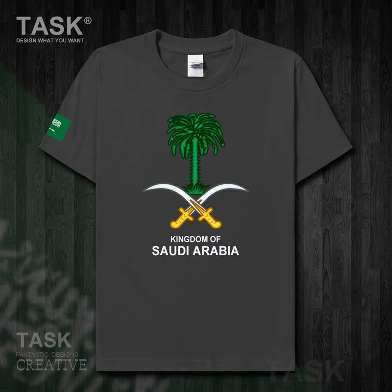 Saudi Arabia Saudi Arabia cotton T-shirt Men's Short-sleeved Women's Sports Football National Team Logo Summer Unisex Tshirt Man