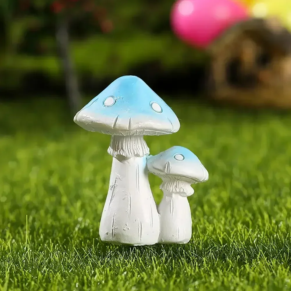 Mini Resin Mushroom Shaped Figure Ornament Decor Statue Waterproof Miniature Gift For Patio Bonsai Dollhouse Fairy Garden Lawn