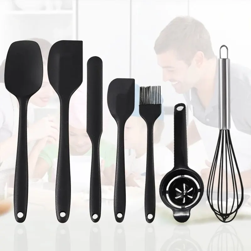 7 Piece Silicone Spatula Set Non-Stick Heat-Resistant Spatulas Turner for Cooking Baking Mixing Baking Tools