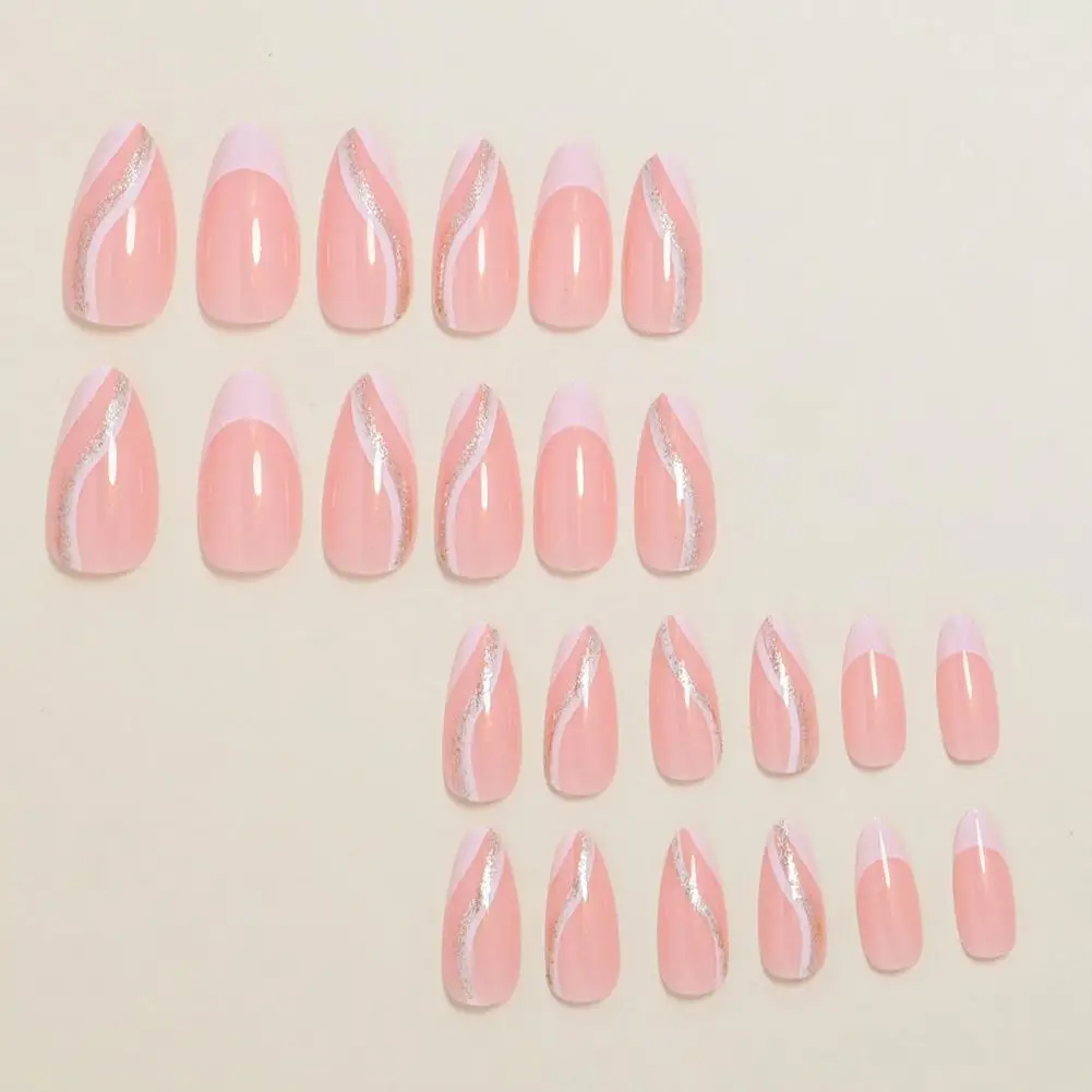 Press-on Nails Sparkling paillettes unghie finte Glitter Gel Manicure Kit per le donne rosa-bianco rosa-viola opzioni di colore unghie fai da te