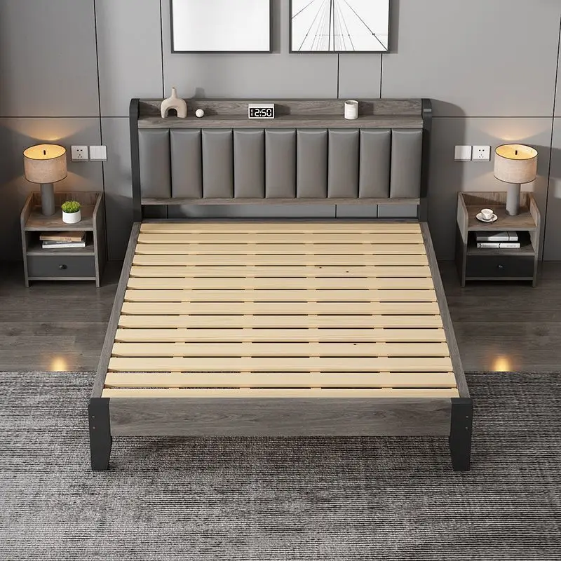 Solid wood bed Modern simple 1.2 meters Rental room E****my double bed Master bedroom 1.5 meters Single