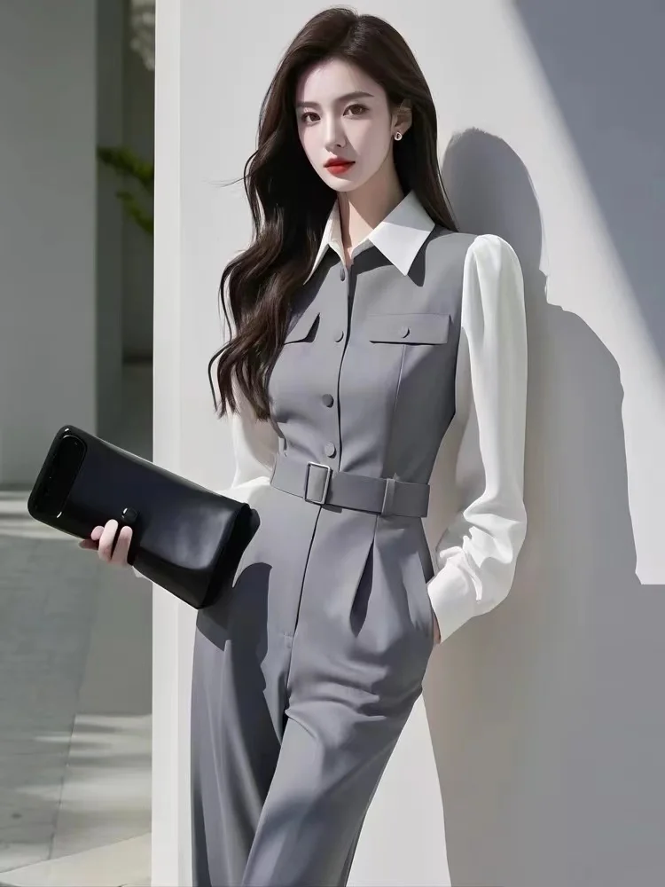 

Ele High-End One-Piece Workwear Pantsuit for Women Profional Commuter Sle with Buttons And kets Long Pants