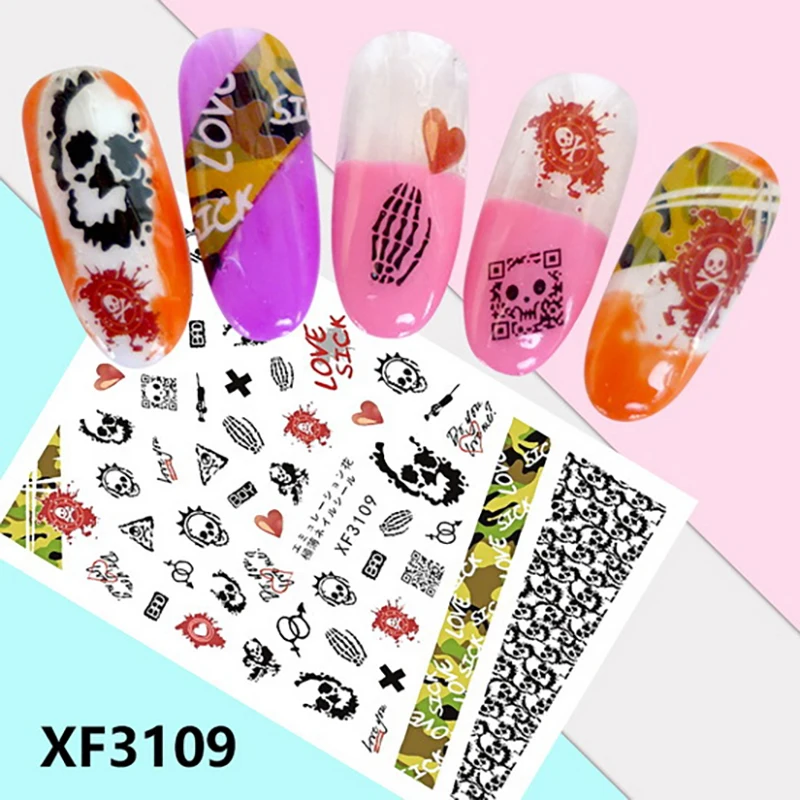 Long-lasting Nail Wraps Easy To Apply 12-piece Set Suitable For Halloween Costumes Vibrant Designs Back Glue Festive Nail Art