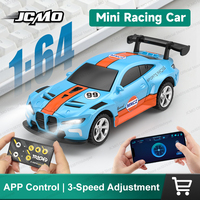 JCMO New 1:64 Mini Scale Speed Regulating Alloy Remote Control Racing Car APP Multi-Mode Control 2.4Ghz Toy Car For Kids Gift