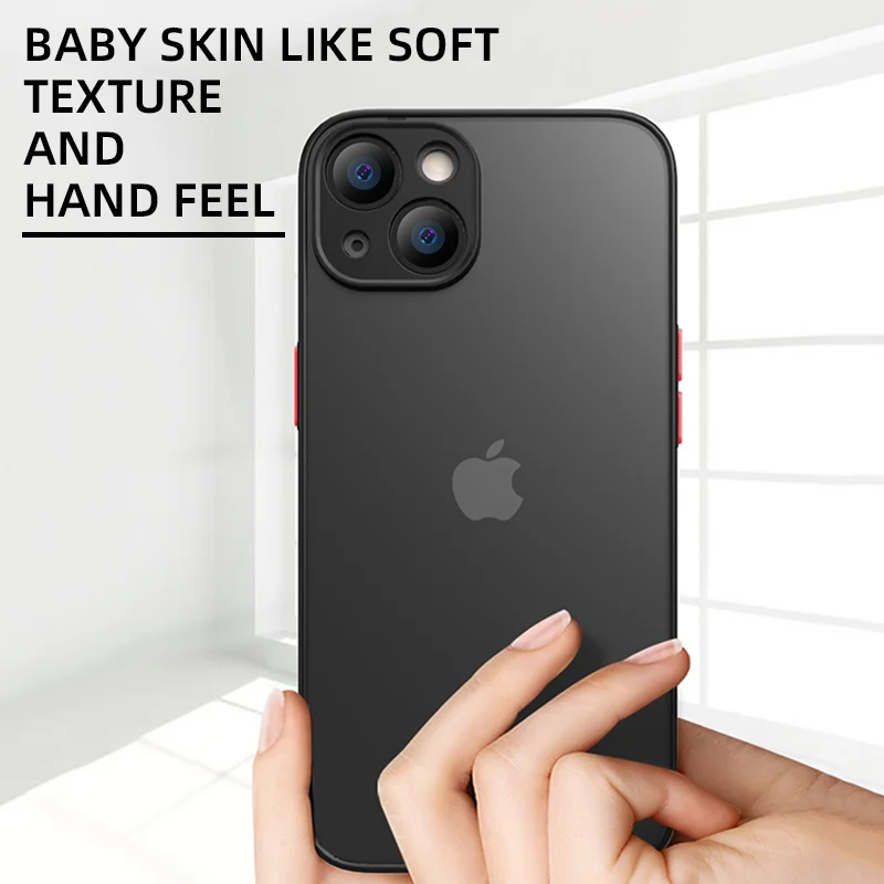 Shockproof Armor Matte Case For iPhone 14 13 12 11 Pro Max XR XS X 6 7 8 Plus SE Mini Silicone Bumper Clear Hard PC Cover Capa
