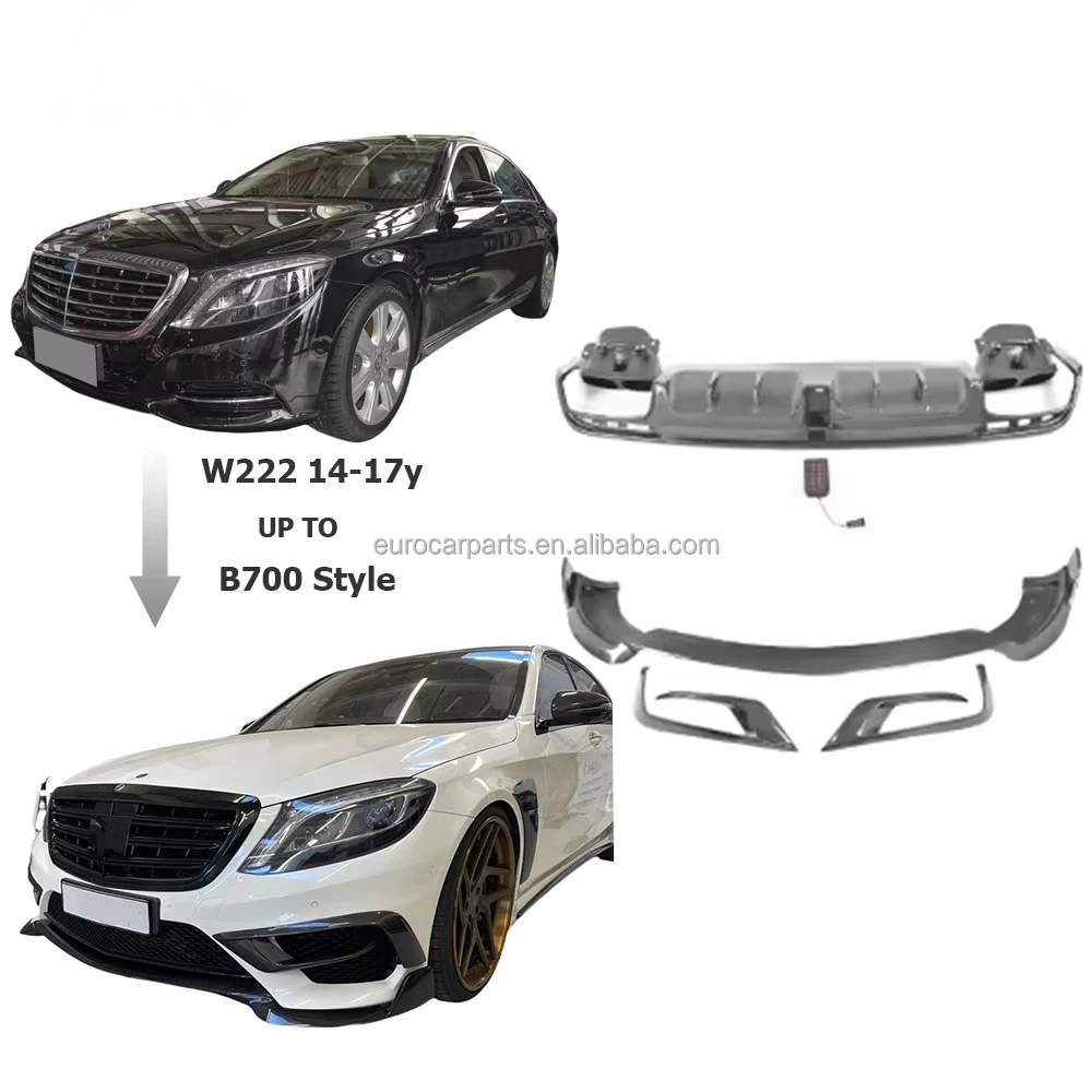 

For B700 Body Kit for 14-17Year S Class W222 Car Accessories Front Lip Fog Light Covers Rear Diffuser Exhaust Tips Auto Tuning P