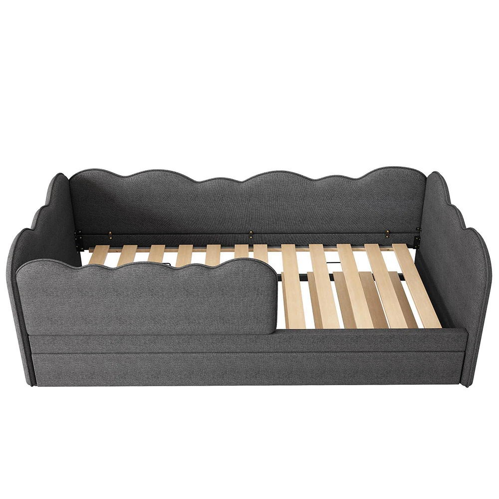 KOMHTOM Gestoffeerd bed Daybed 90x190 cm Linnen daybed slaapbank met uitschuifbaar bed 90x190 cm zonder matras