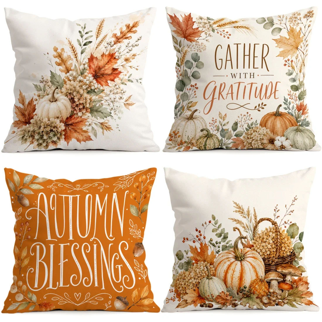 Grateful Autumn Harvest Cushions Pillowcase Polyester Cushion Cover Throw Pillow Pillowcover Home Car Sofa Decor