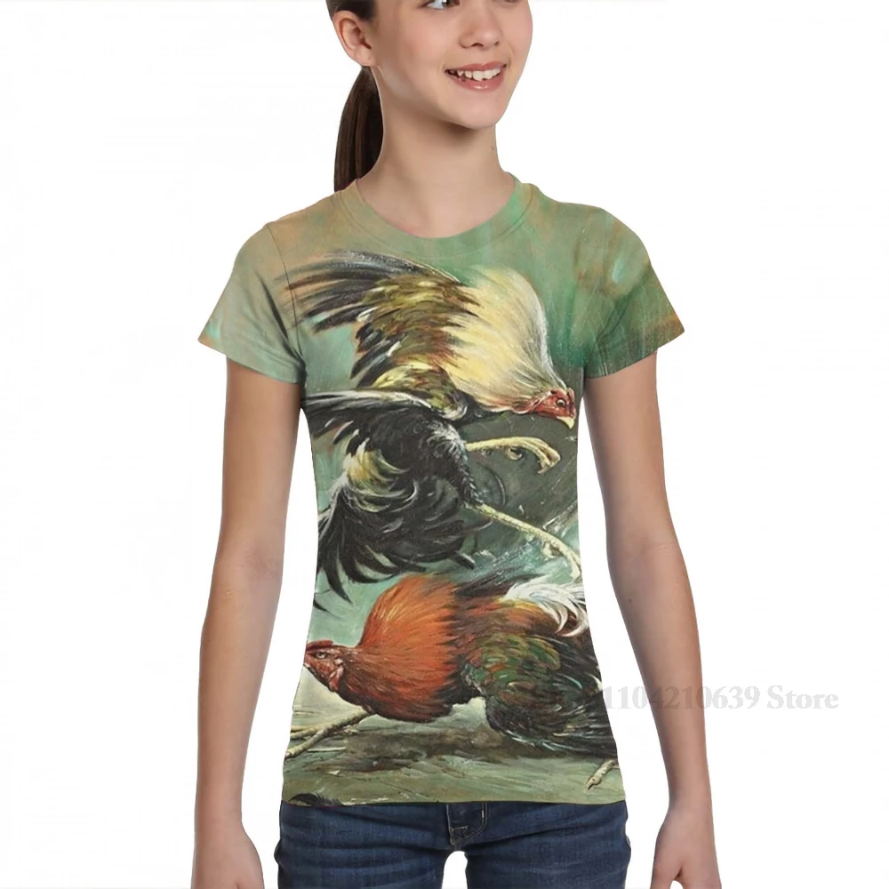 في جميع أنحاء الطباعة Pelea de gallos الديك قتال الديك قتال الرجال تي شيرت المرأة فتاة الموضة تي شيرت الصبي بلايز تيز