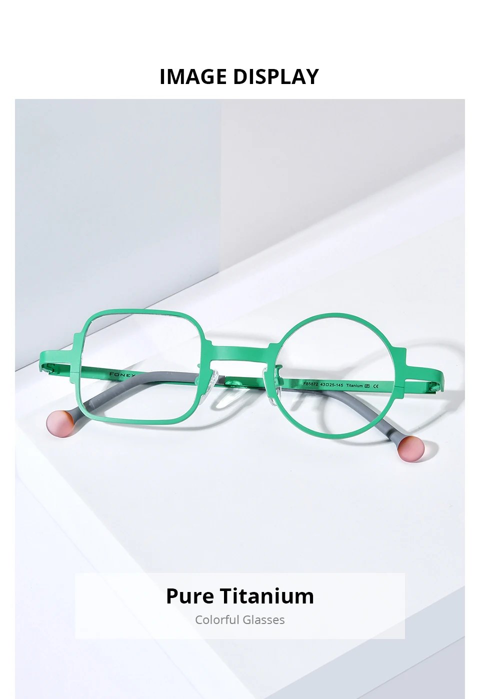 FONEX Reines Titan Brille Rahmen Frauen 2025, Neue Mode Marke Design Unregelmäßige Brillen Männer Ultraleicht Japanische Brillen 85801 – Detail 23