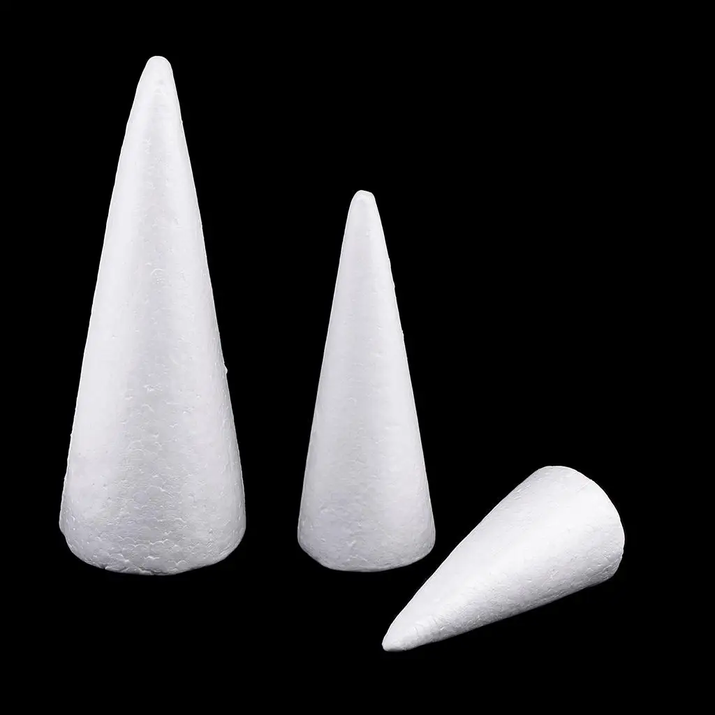 6x3x Cone Polystyrene Foam Styrofoam 3 Sizes for DIY Crafts Xmas Tree Decor - view 2