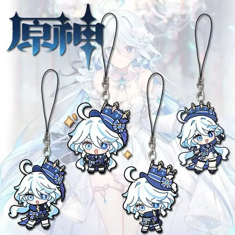 4Pcs/Set Game Mobile Phone Lanyard Furina de Fontaine Focalors Hydro Archon God of Justice Phone Straps Keychain Bags Pendant