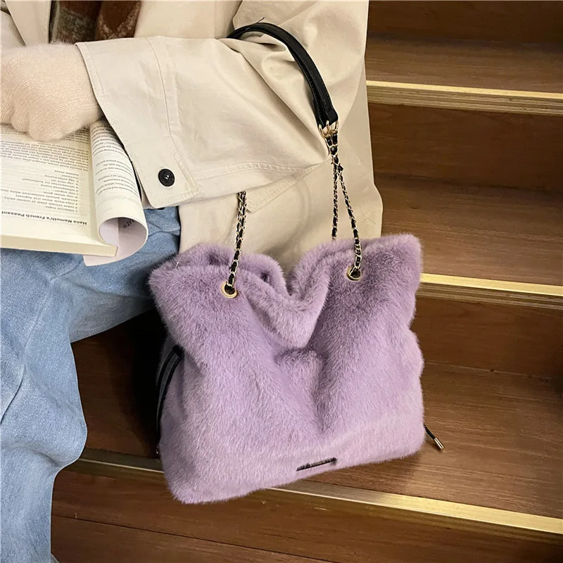 

2025 New Plush Tote Bag for Women, Very Oversized Top Handle Shoulder Purse, Minimalist Cozy Handbag, Spacious & Chic​