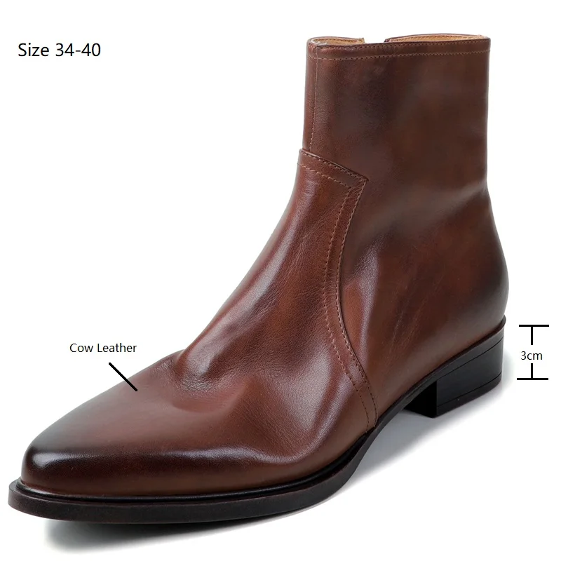 Drestrive 2025 Top Quality Full Genuine Leather Women's Ankle Boots Hand Rubbing Thick Low Heels Round Toe Winter Shoes