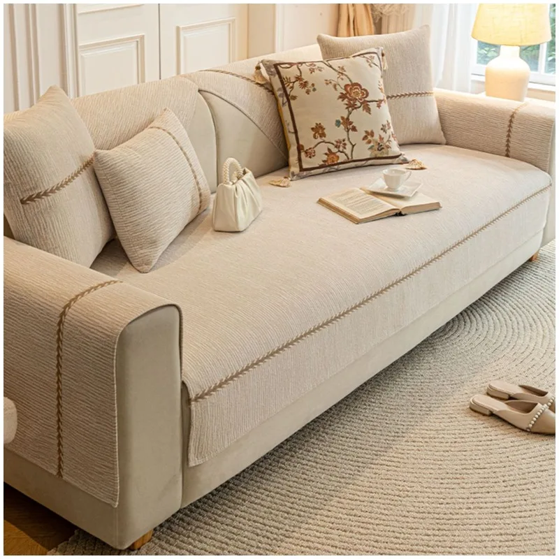 

1/2/3 Seater Chenille French Sofa Cover Anti-pet Scratch Sofa Towel Living Room Anti-slip Corner Couch Towel Cubre Sofas Fundas