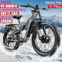 New Shengmilo S600 Adult 2000W Electric Bicycle with Two Motors 48V17.5AH 840WH Battery 26 Inch Wide Tyre Men's E-Mountain ebike