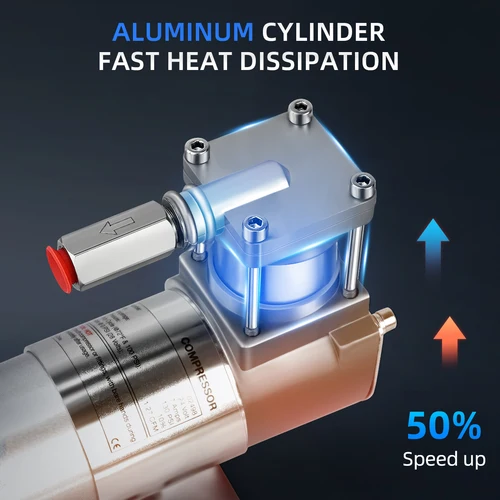 Imagen 2 del producto Compresor de suspensión neumática pequeño de 12V/24V de gran caudal, estructura de aleación de aluminio, robot neumático, elevación neumática, personalización