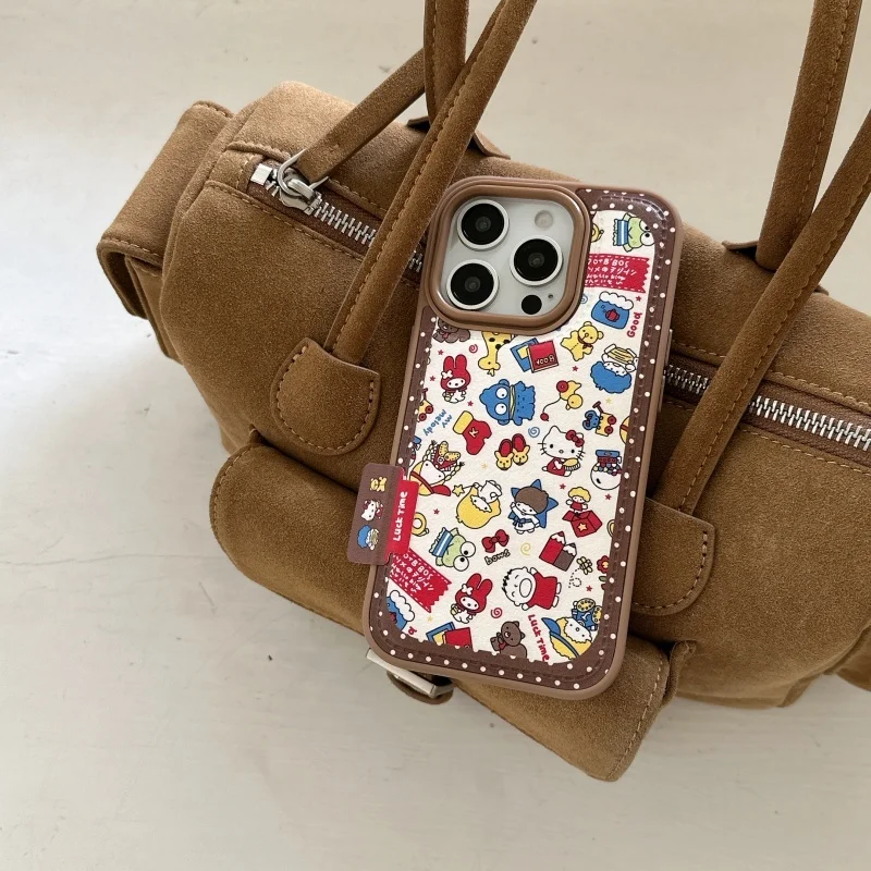 

Оригинальный полноэкранный чехол для мобильного телефона Sanrio с персонажем мультфильма в горошек подходит для IPhone 17 16, 15, 14 pro max, противоударный