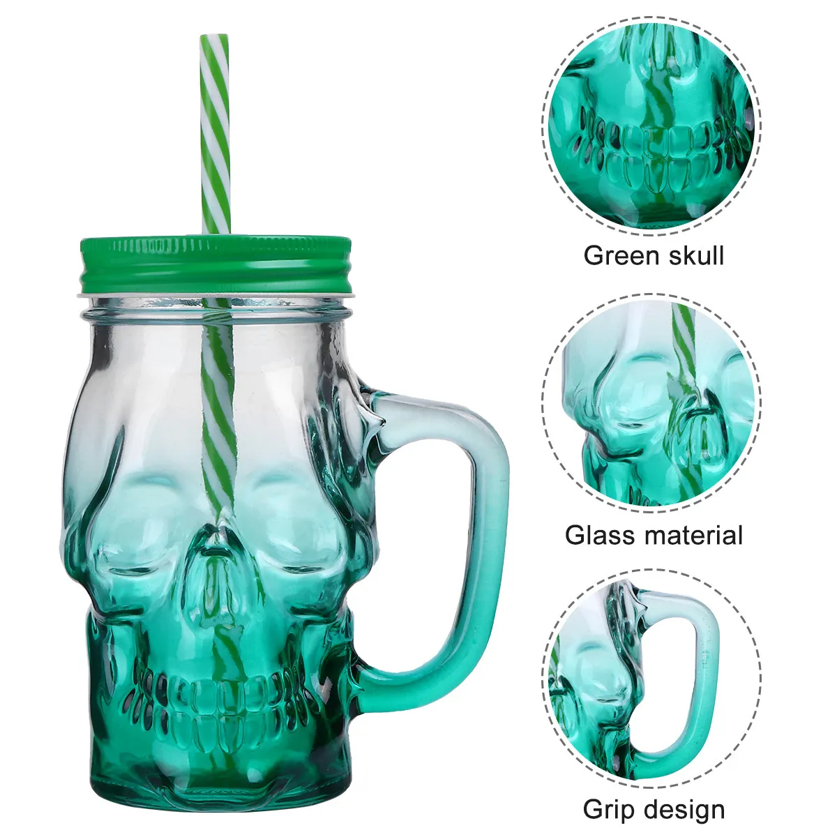 2Pcs Halloween Skull Glass 500Ml Gradient Beer Glasses Cool Reusable Party Cups for Wine Vodka Beverage Juice Milk