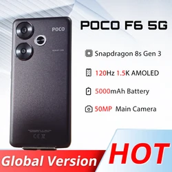 POCO F6 Smartphone Global Version Snapdragon 8s Gen 3 90W Turbo ładowanie 5000mAh Battary