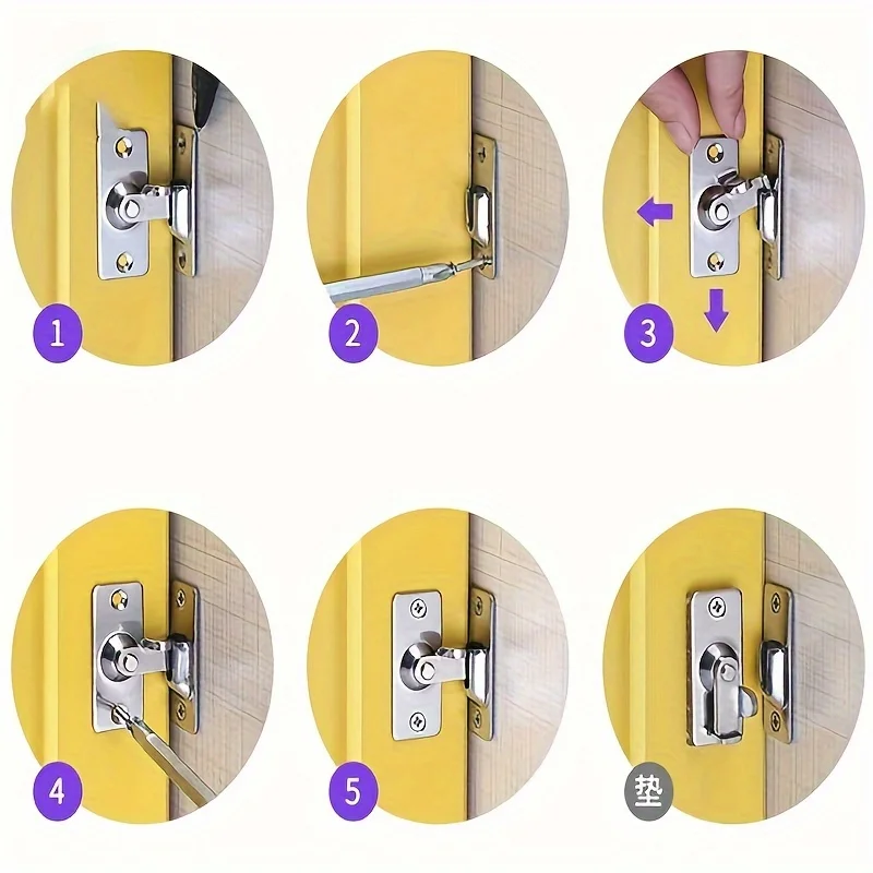 Door Lock 90 Degree Barn Bolt Cast Stainless Steel Hook Latch Window Cabinet Locks with Screws Right Angle Sliding Gate Lock