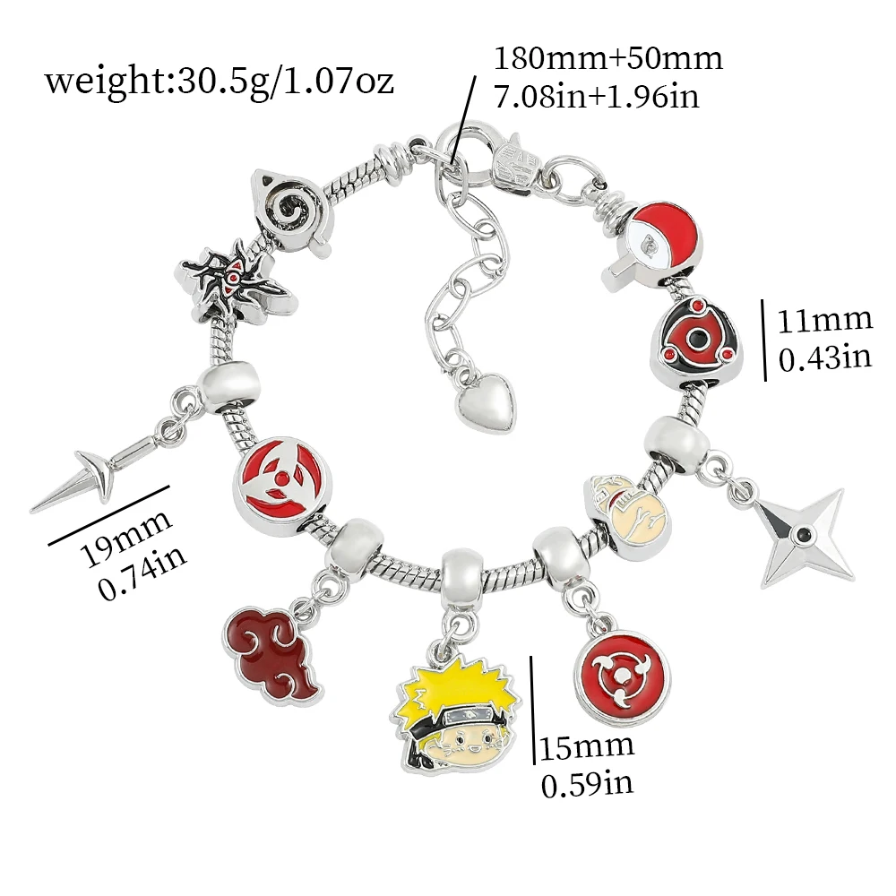Anime Bracelet Q Version Naruto Kunai Shuriken Akatsuki Cloud Enamel Charms Beaded Bracelet DIY Bangle Cosplay Gift