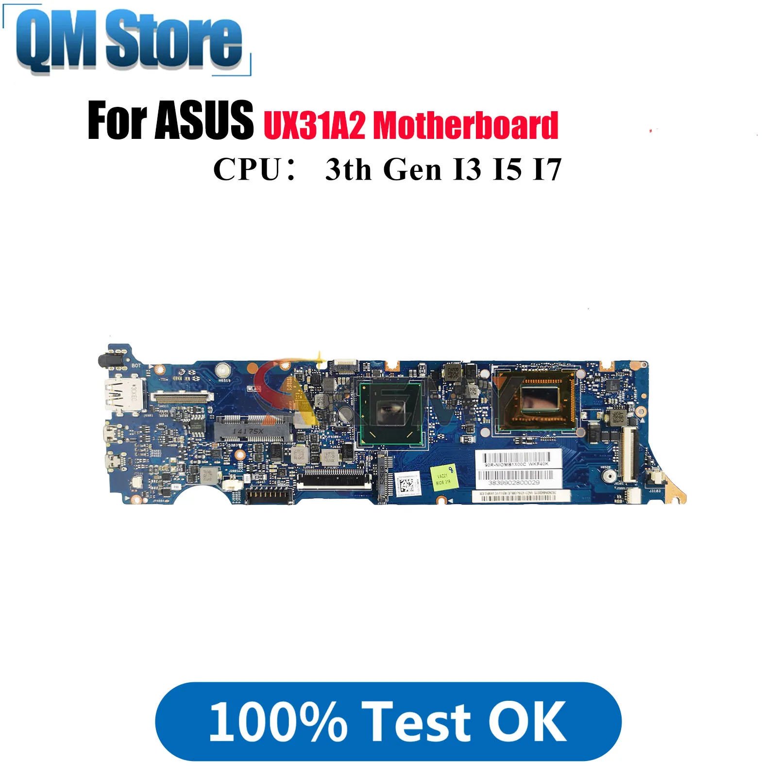 

UX31A2 Laptop Motherboard For ASUS ZenBook UX31A2 UX31A Notebook Mainboard With I3 I5 I7 CPU 100% tests OK fast shipping stk