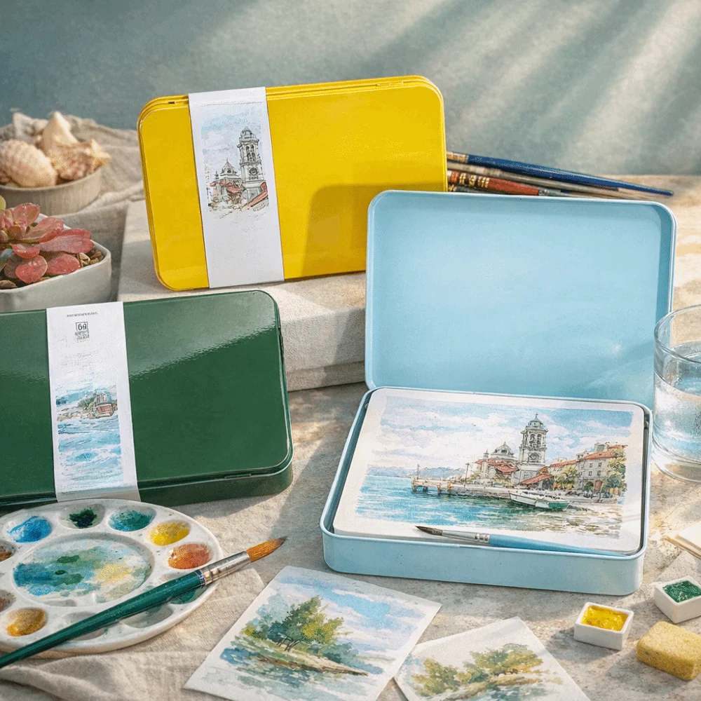 

Artist-grade Fine Grain Watercolor Book Medium Grain Tin Box Artist-grade Paper Coarse Grain Watercolor Paper Sketching