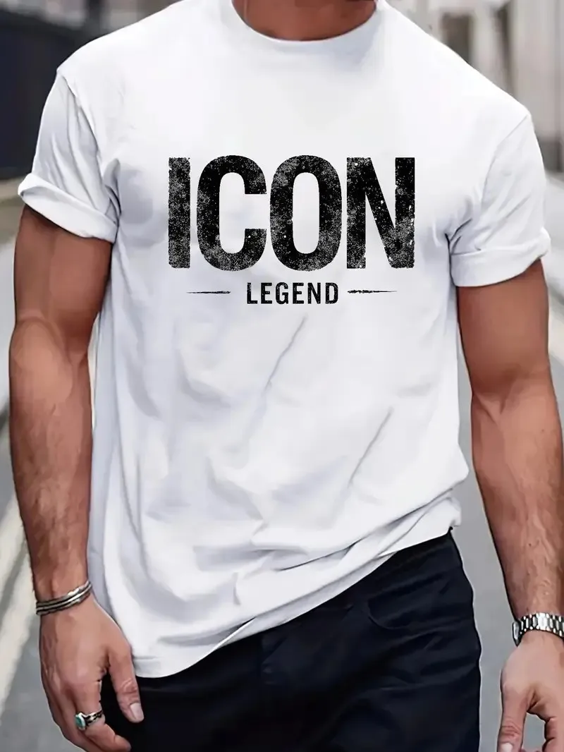 تي شيرت رجالي جديد لصيف 2025 يتميز بطبعات حروف كاجوال وعصرية وأسلوب ملابس الشارع قابل للتنفس
