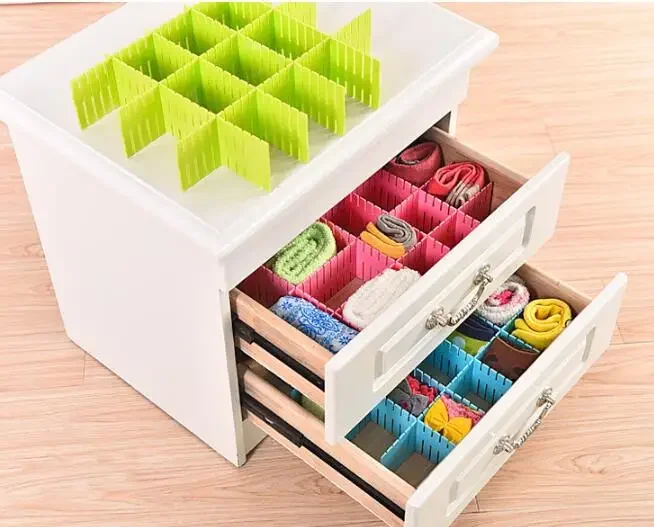 

4PCS DIY Adjustable Storage Partition Board Plastic Drawer Divider Combination Partition Board Space-saving Division Organizer