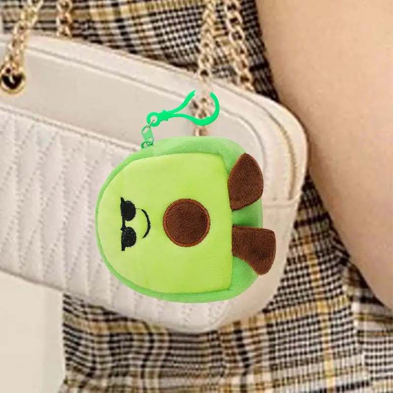 Portamonete con avocado Portaoggetti piccolo portafoglio con frutta Peluche di cartone animato Borsa in peluche con avocado alla moda Ciondolo Portamonete piccolo e morbido