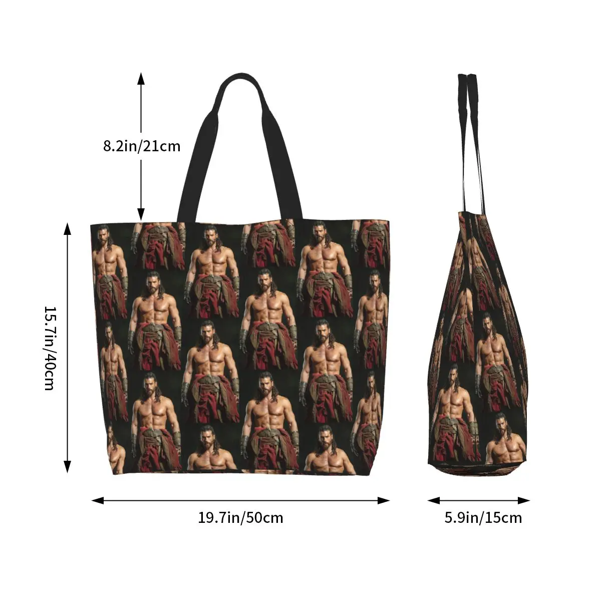 Actor Can Yaman Photo Shopping Tote Bag Canvas Large Capacity Shoulder Bags Shopper Grocery Handbag for Women