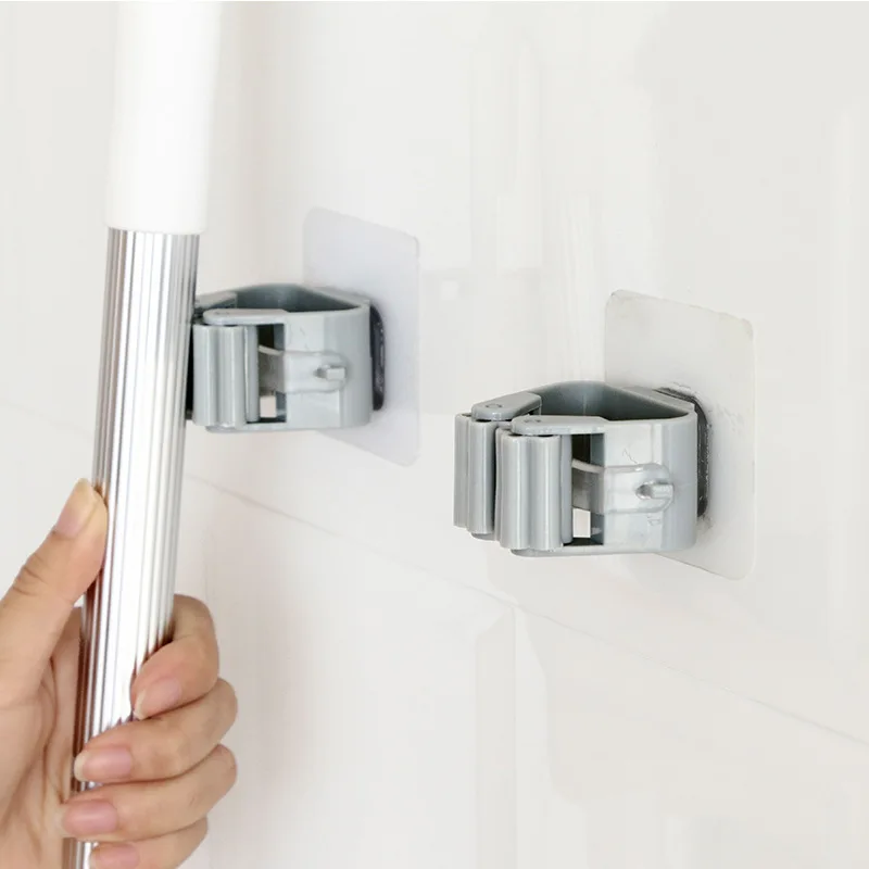 No-drill Hooks Adhesive Wall Hanging Mop Rack Broom Hanger Hook Kitchen Bathroom Organization Home Organizer Accessories