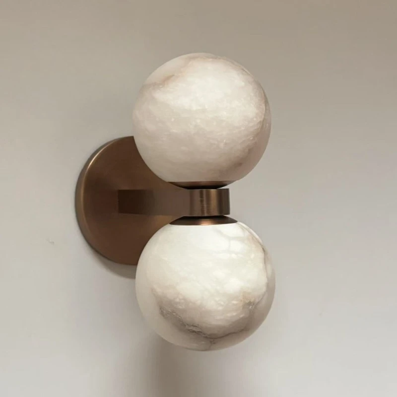 Luxury Spanish Cloud Onyx Wall Sconce Wabi Sabi Style Solid Brass Wall Light Hallway Foyer Bedroom