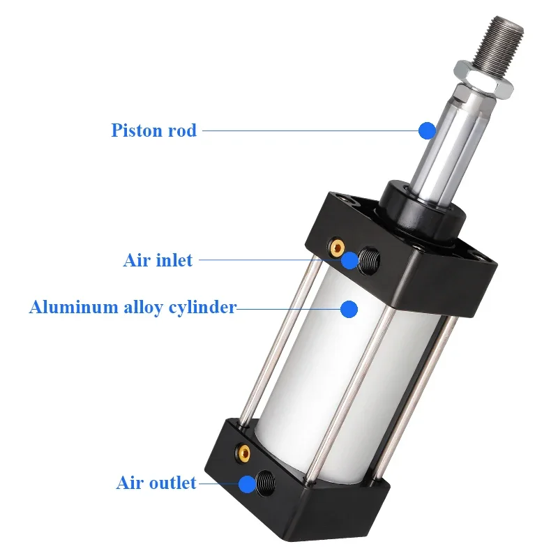 SC Bore 32/40/50/63/80/100/125mm Stroke25-1000mm Double Acting Aluminum Alloy Standard Air Pneumatic Cylinder Piston Actuator