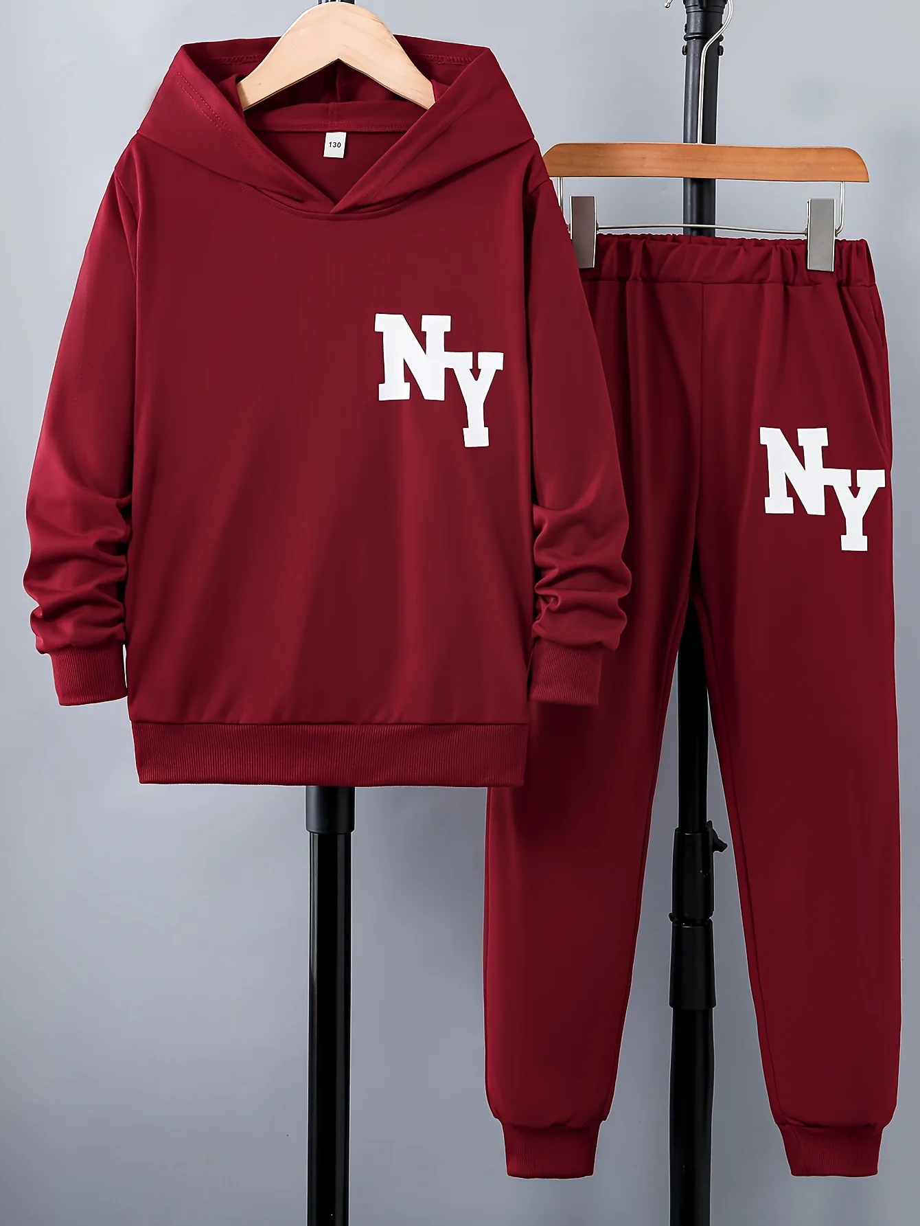 Conjunto de 2 piezas para niño, Sudadera con capucha de manga larga con estampado de letras NY y pantalones de Jogger para primavera y otoño