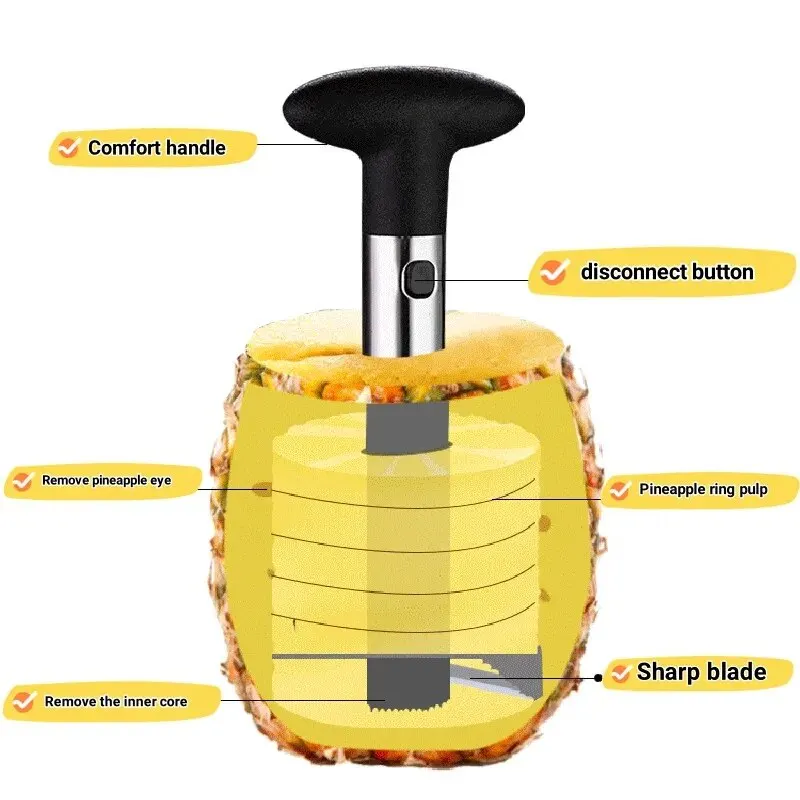 1 stücke Ananas Slicer Schäler Schäler Edelstahl Obst Werkzeuge Kochen Werkzeuge Küche Zubehör Küche Gadgets – Detail 2