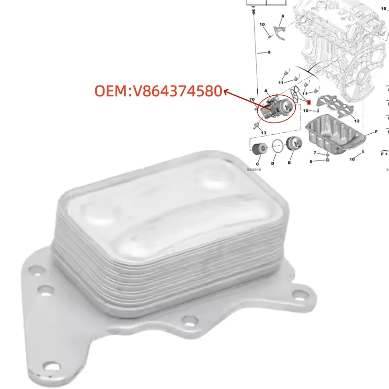 V864374580 para Peugeot 308CC 3008 Citroen C4 DS5 MINI 1,6 THP EP6 enfriador de aceite