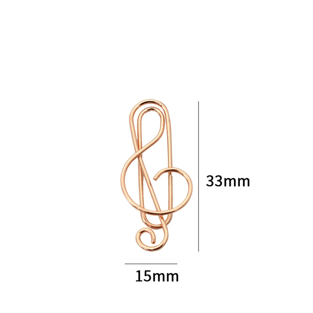 20Pcs Metal Music Note Shape Paper Clips Bookmark Binder Clip Creative File Clamp Decorative Clip for Office School Home