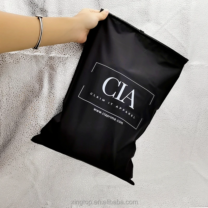 Bolsa de embalaje de plástico esmerilado con cierre de cremallera, bolsa de embalaje de ropa, impresión personalizada para clo, producto personalizado, color negro mate