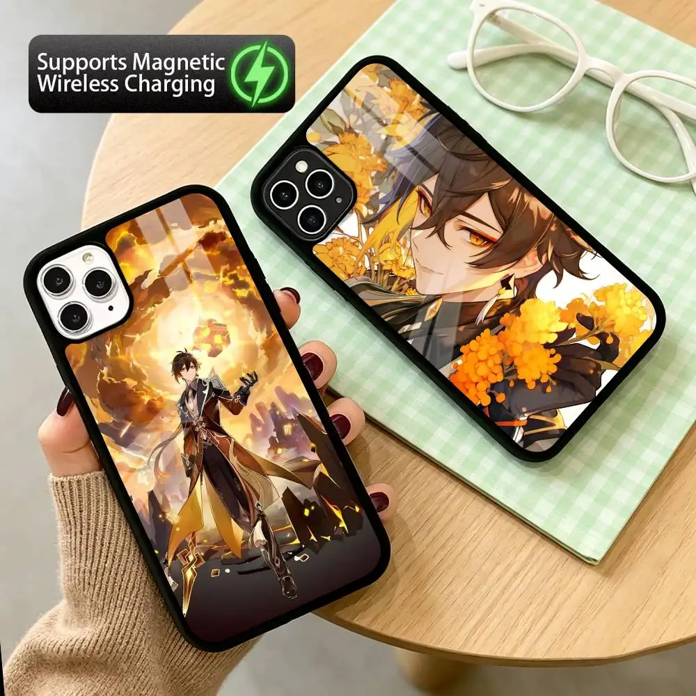 

Z-Zhongli Morax Genshin Phone Case For iPhone17,16,15,14,13,12,11 Plus,Pro Supports Magnetic Wireless Charging